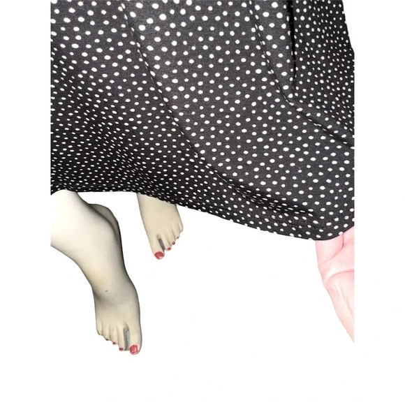 Women's Black & White Polka Dot Maxi Skirt Size M Casual Long Stretchy Wide Band - Picture 4 of 11